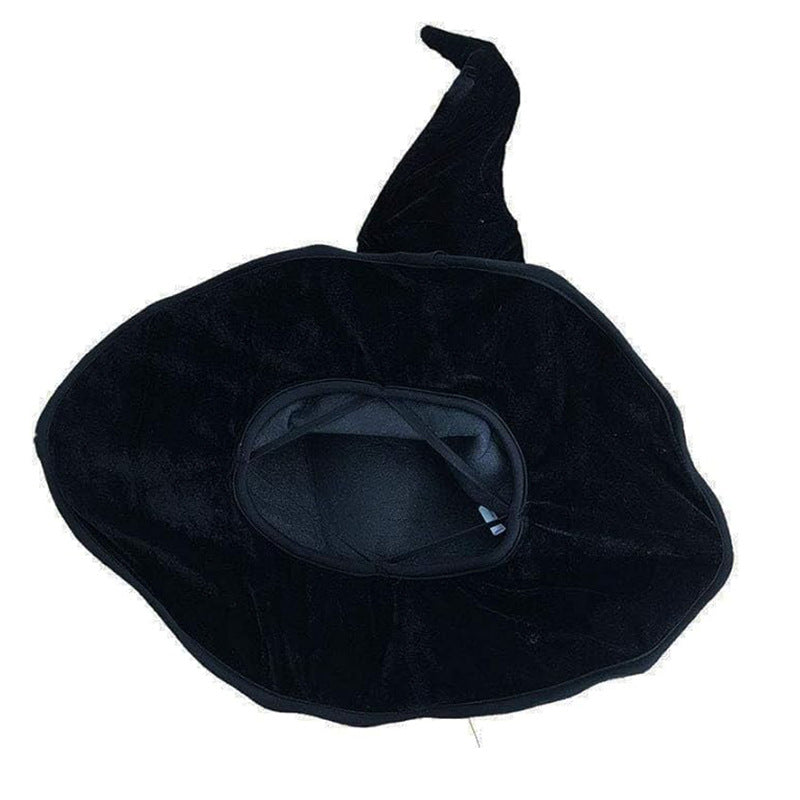 Black flannel witch hat wizard headdress for Halloween costume