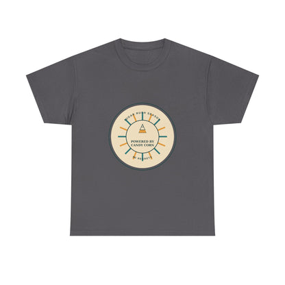 Powered By Candy Corn retro varsity Halloween t-shirt