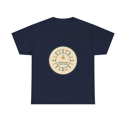 Powered By Candy Corn retro varsity Halloween t-shirt