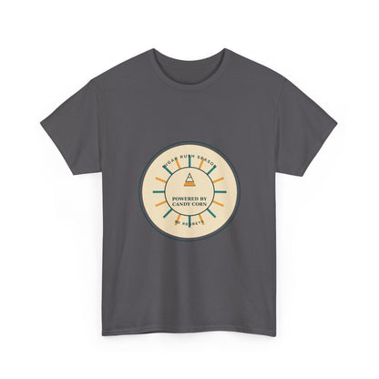 Powered By Candy Corn retro varsity Halloween t-shirt