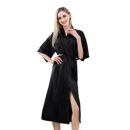 Luxury Satin Kimono Robe For Women Long Silky Sleepwear