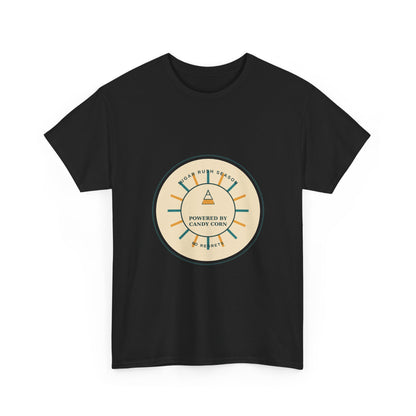 Powered By Candy Corn retro varsity Halloween t-shirt
