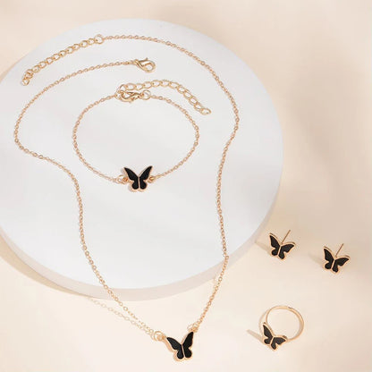 5-Piece Butterfly Jewelry Set for Women – Necklace, Earrings, Ring, Bracelet