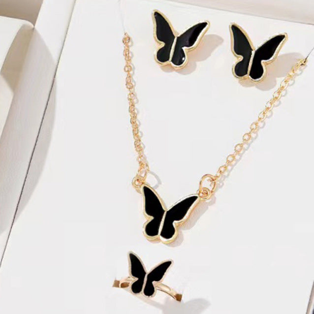 5-Piece Butterfly Jewelry Set for Women – Necklace, Earrings, Ring, Bracelet