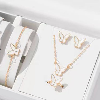 5-Piece Butterfly Jewelry Set for Women – Necklace, Earrings, Ring, Bracelet