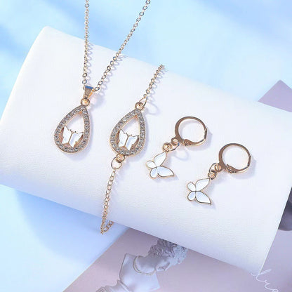 4 Pcs Butterfly Jewelry Set for Women - Necklace, Bracelet, Earrings and Ring.