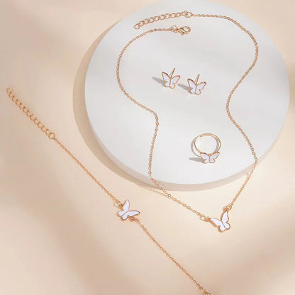 5-Piece Butterfly Jewelry Set for Women – Necklace, Earrings, Ring, Bracelet