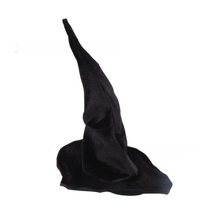 Black flannel witch hat wizard headdress for Halloween costume
