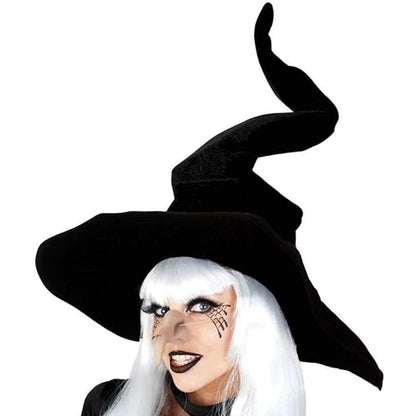 Black flannel witch hat wizard headdress for Halloween costume