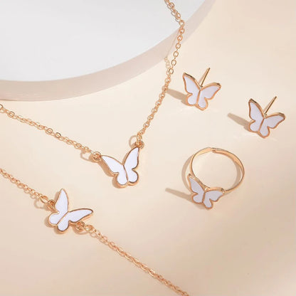 5-Piece Butterfly Jewelry Set for Women – Necklace, Earrings, Ring, Bracelet